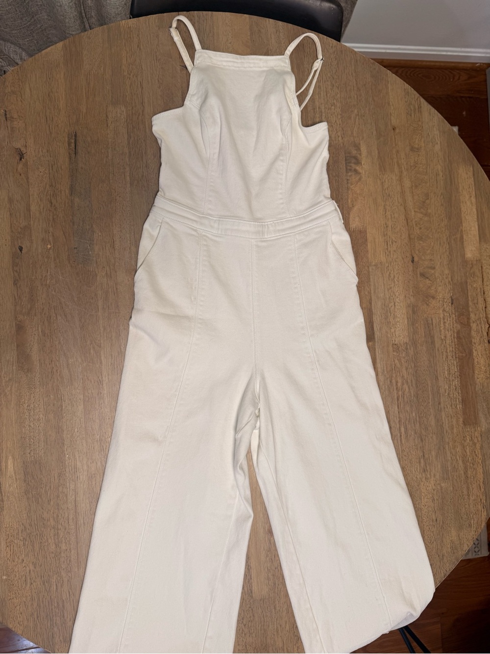 Hollister Women's Denim Cream Wide-Leg Jumpsuit